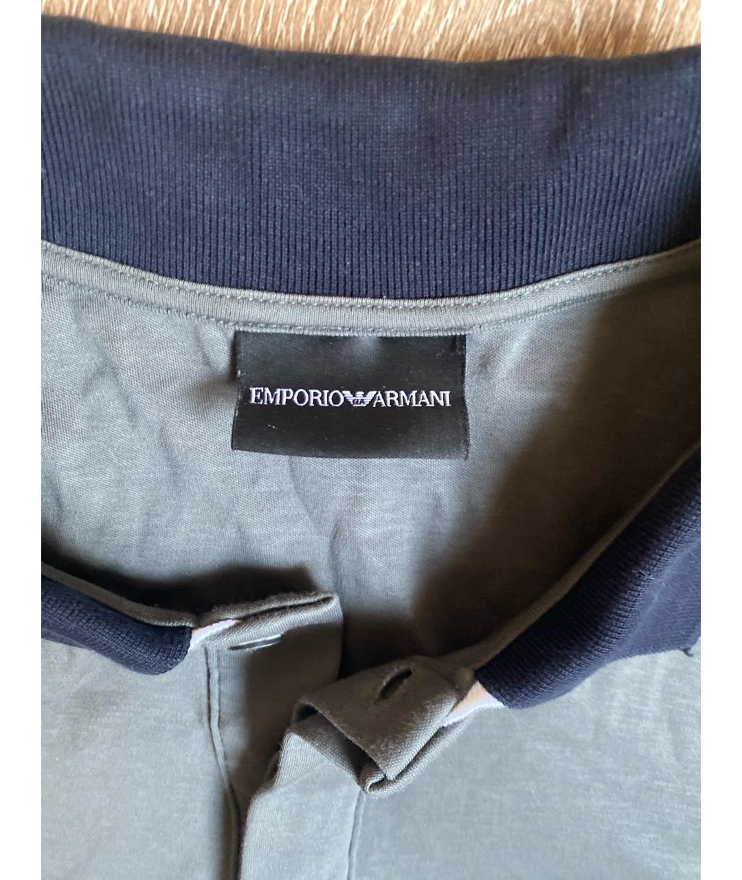 EMPORIO ARMANI Серое хлопковое поло с коротким рукавом, фото 2