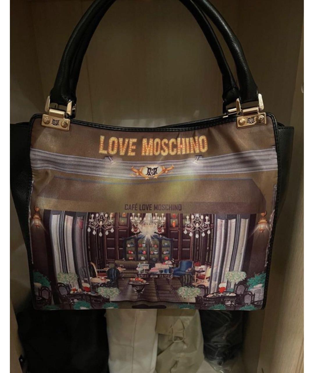 LOVE MOSCHINO Черная кожаная сумка с короткими ручками, фото 3