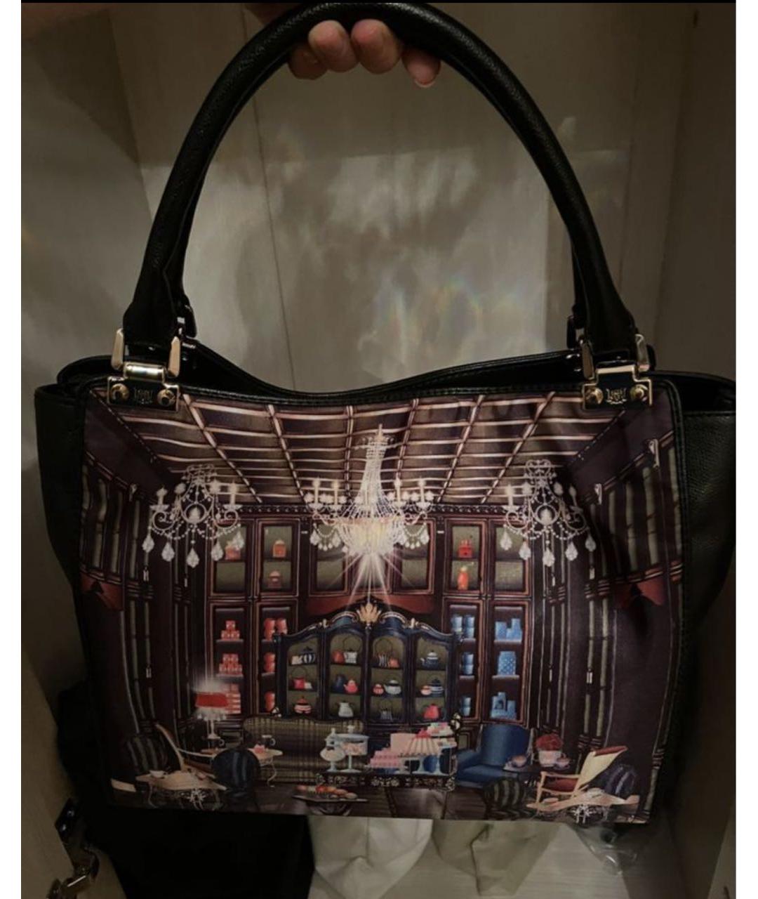 LOVE MOSCHINO Черная кожаная сумка с короткими ручками, фото 2