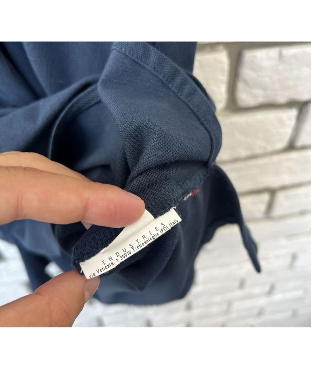 MONCLER GRENOBLE Темно-синее хлопковое поло с коротким рукавом, фото 8