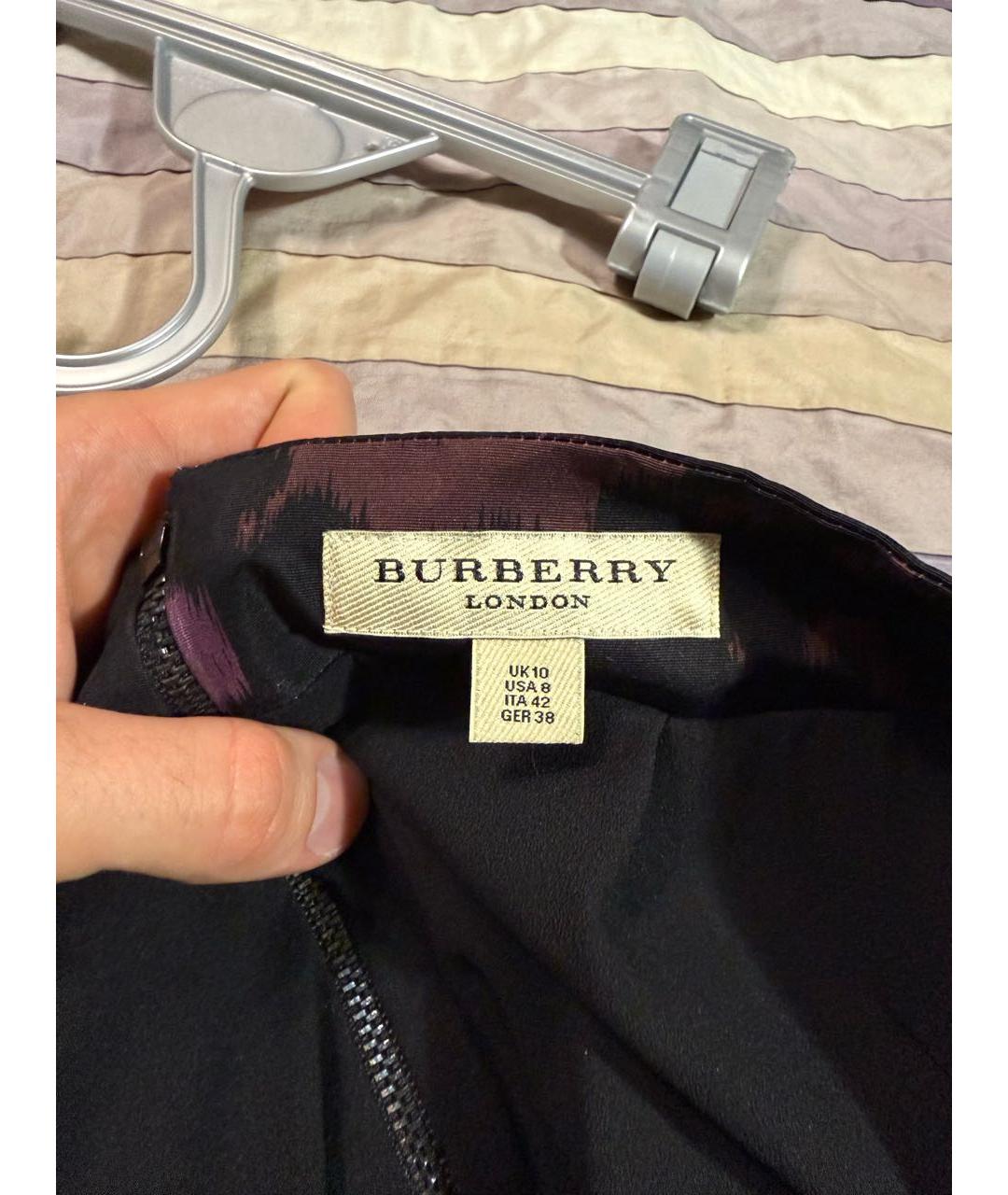 BURBERRY Фиолетовая шелковая юбка миди, фото 5