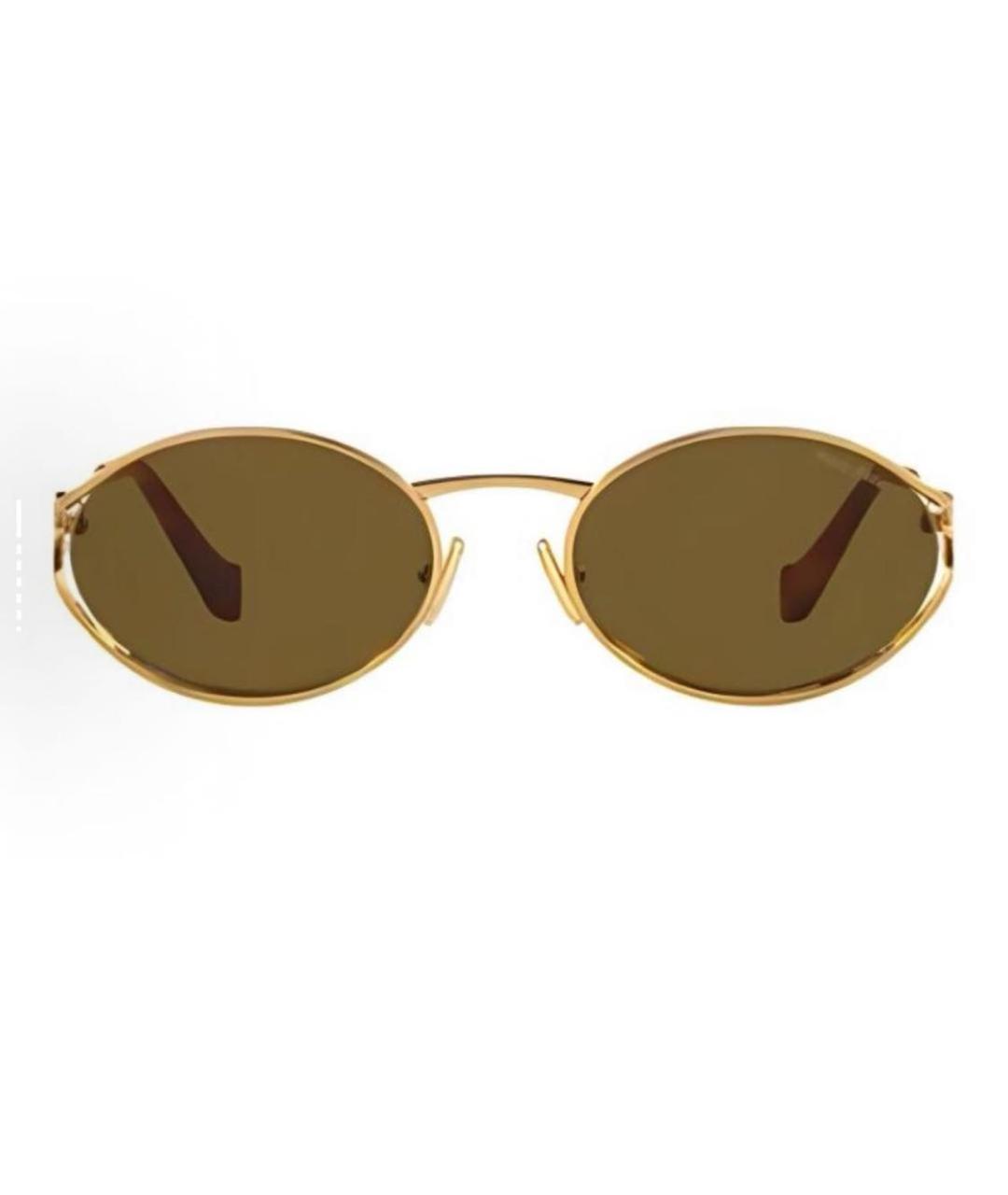 MIU MIU Золотые металлические солнцезащитные очки, фото 1