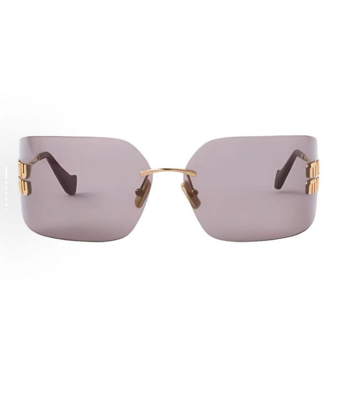 MIU MIU Золотые металлические солнцезащитные очки, фото 2