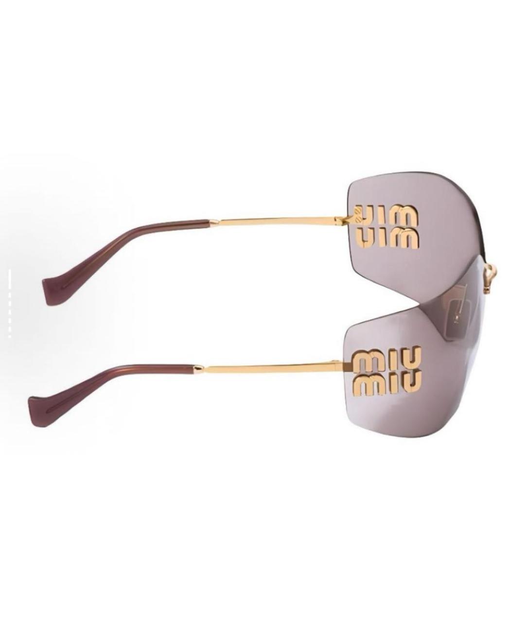 MIU MIU Золотые металлические солнцезащитные очки, фото 3