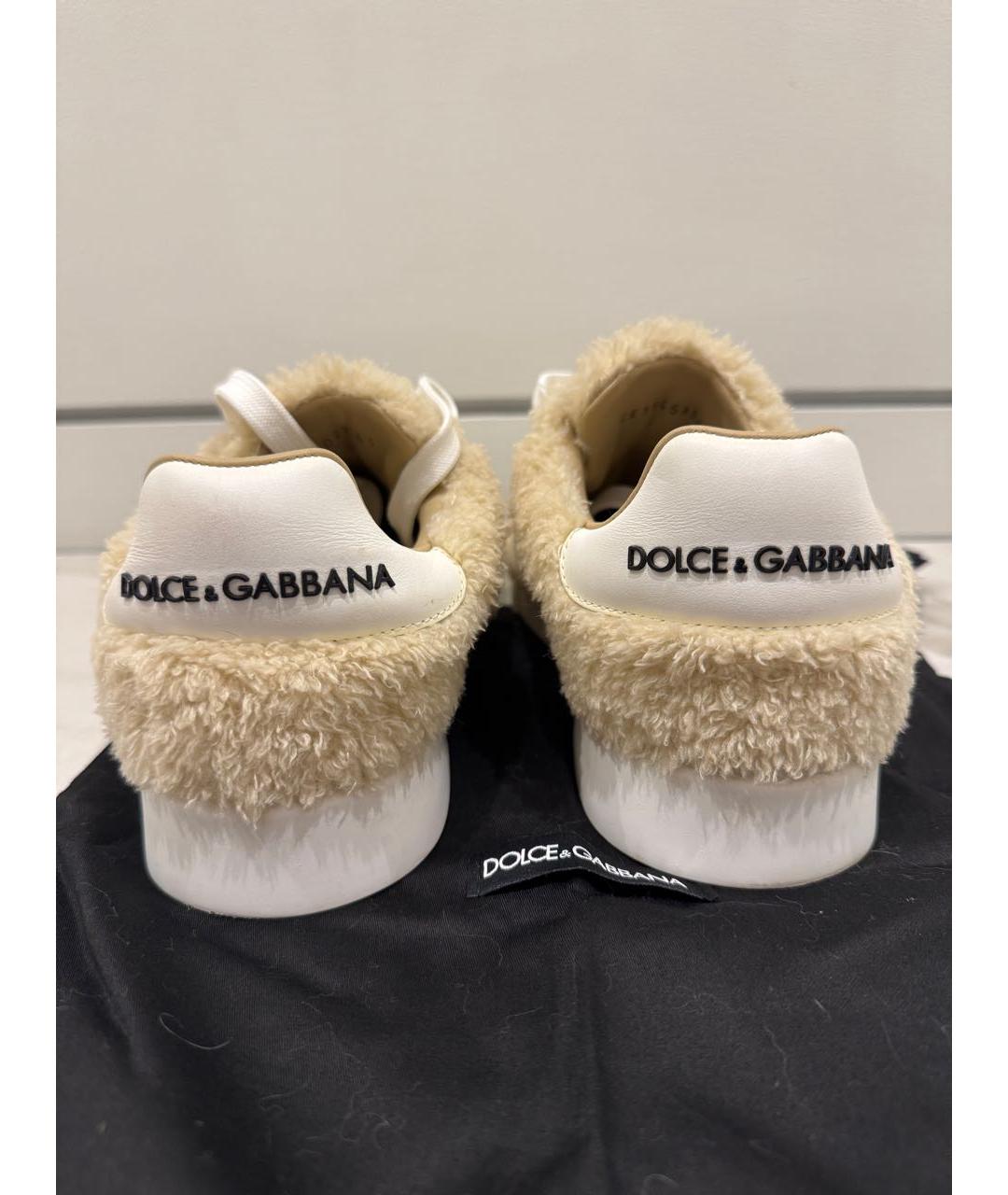 DOLCE&GABBANA Бежевые кеды, фото 4