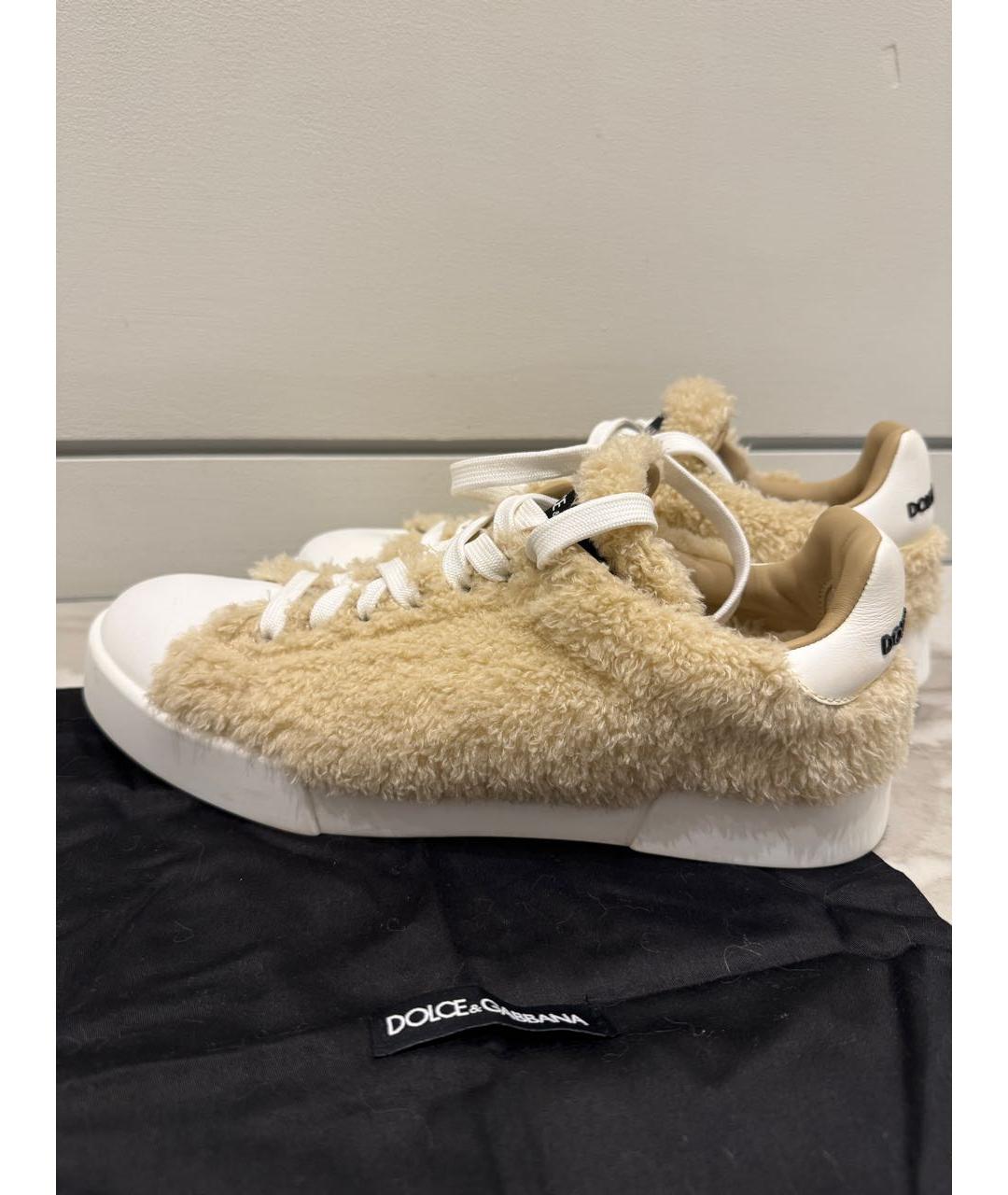 DOLCE&GABBANA Бежевые кеды, фото 5