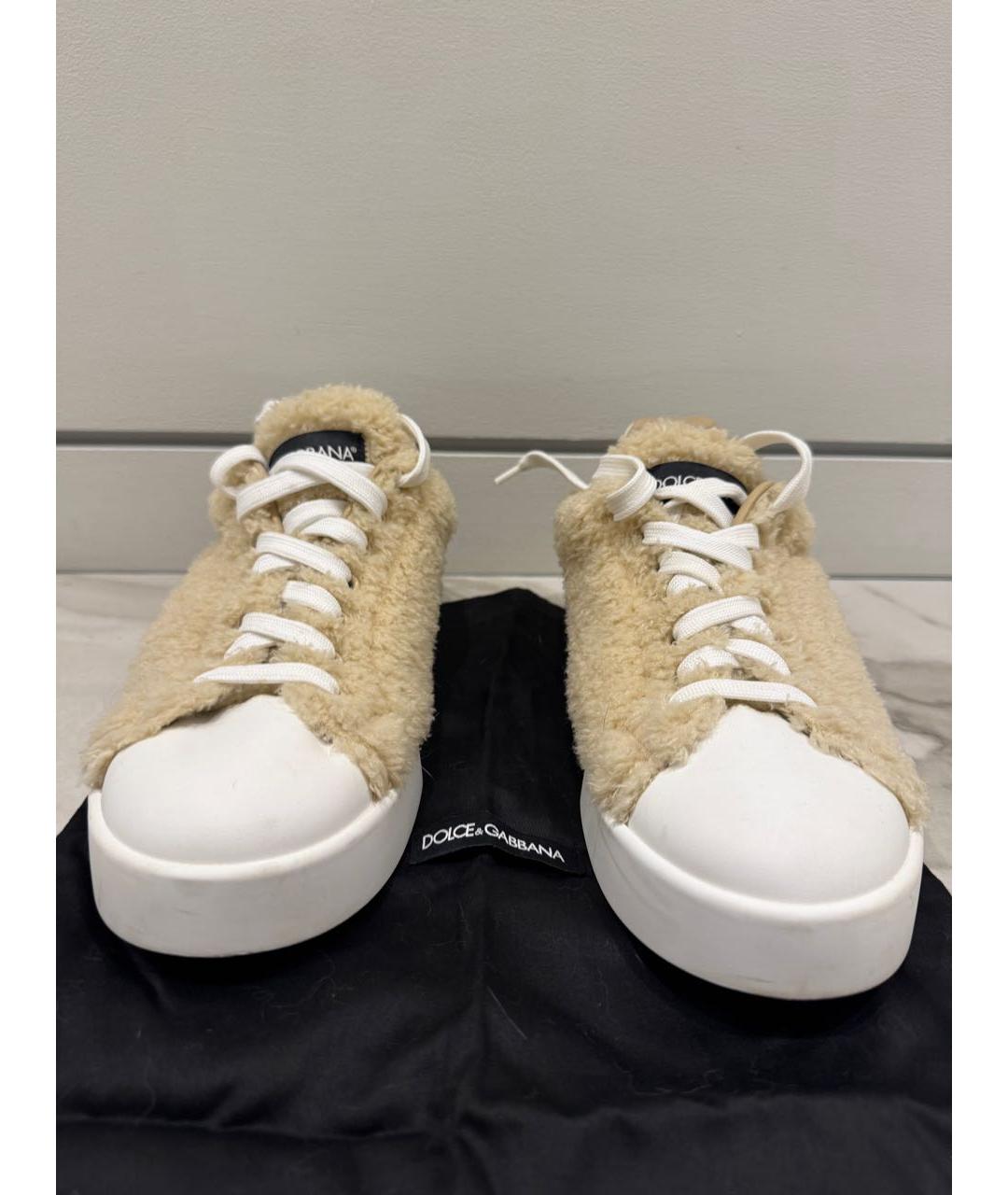 DOLCE&GABBANA Бежевые кеды, фото 2