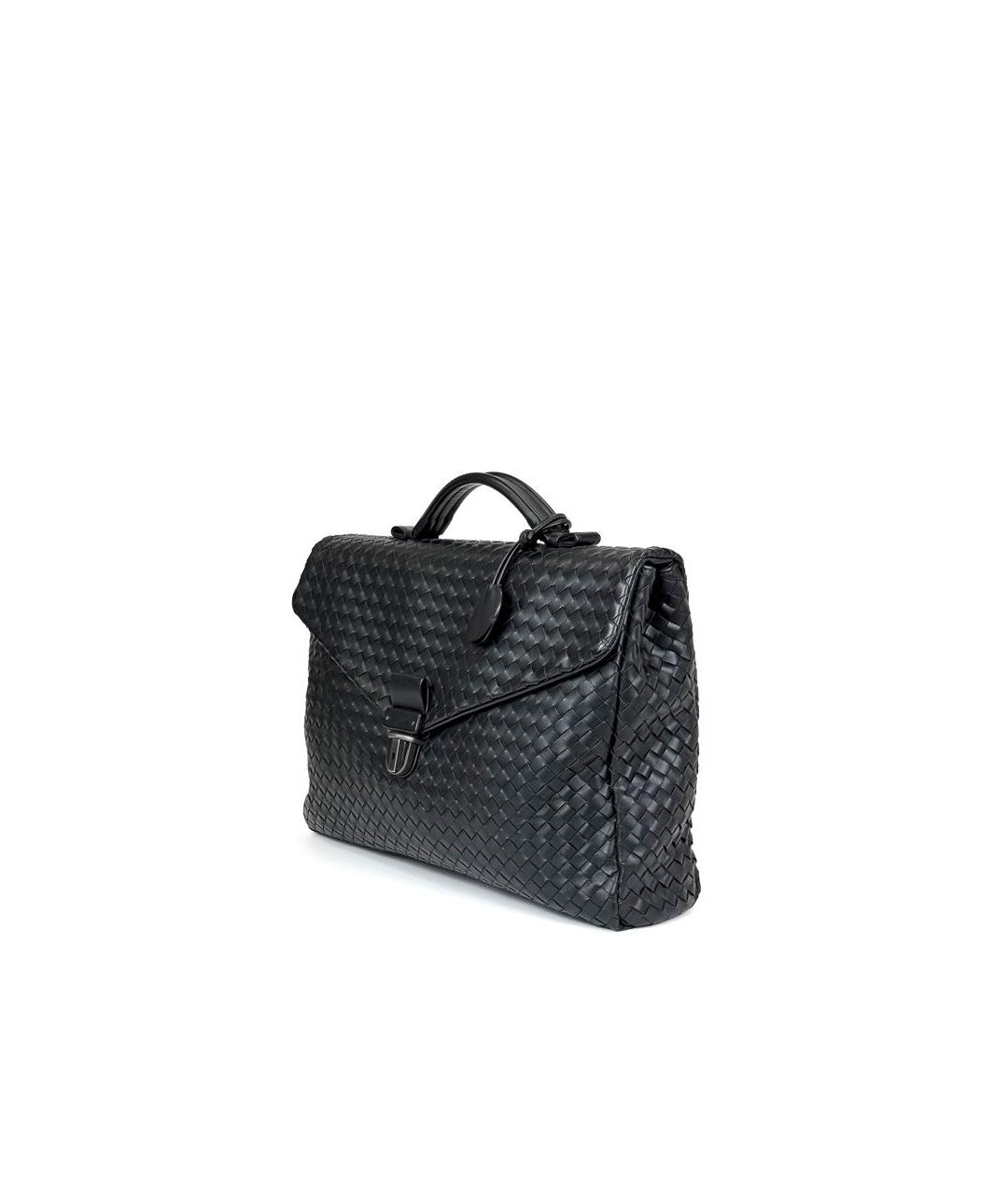BOTTEGA VENETA Черный кожаный портфель, фото 2
