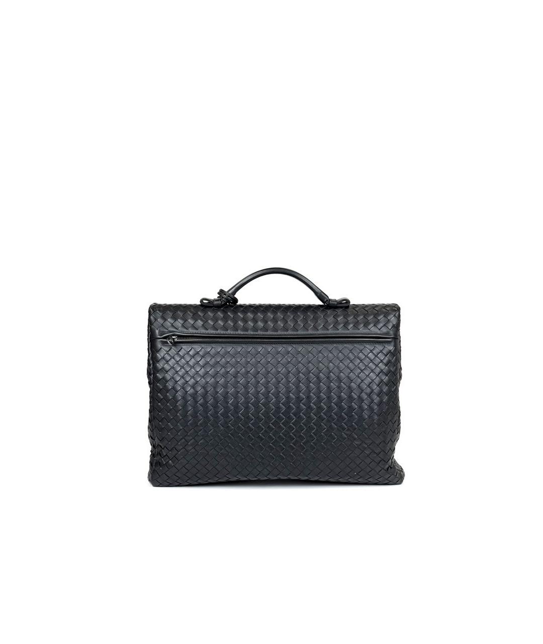 BOTTEGA VENETA Черный кожаный портфель, фото 3