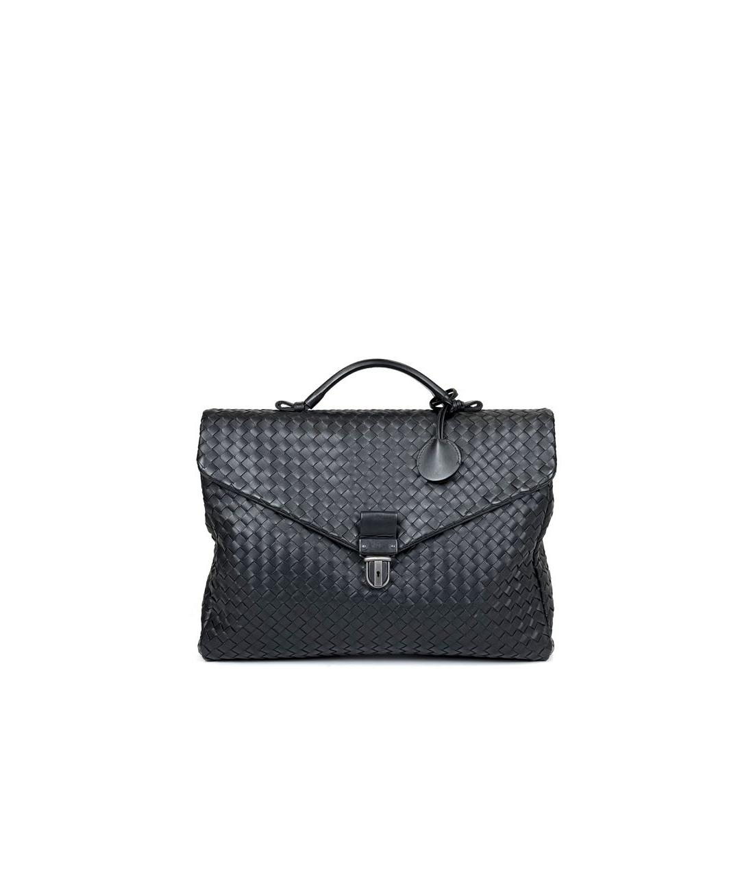 BOTTEGA VENETA Черный кожаный портфель, фото 9