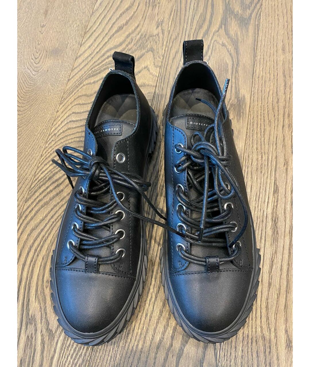 GIUSEPPE ZANOTTI DESIGN Черные кожаные низкие кроссовки / кеды, фото 2