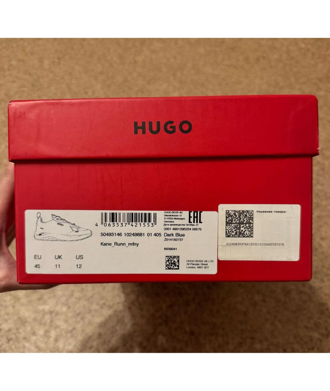 HUGO BOSS Темно-синие текстильные низкие кроссовки / кеды, фото 8