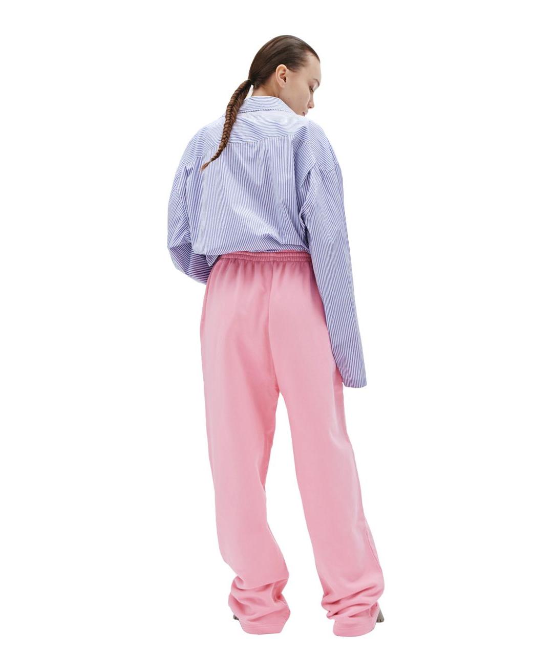 BALENCIAGA Розовые хлопковые прямые брюки, фото 8