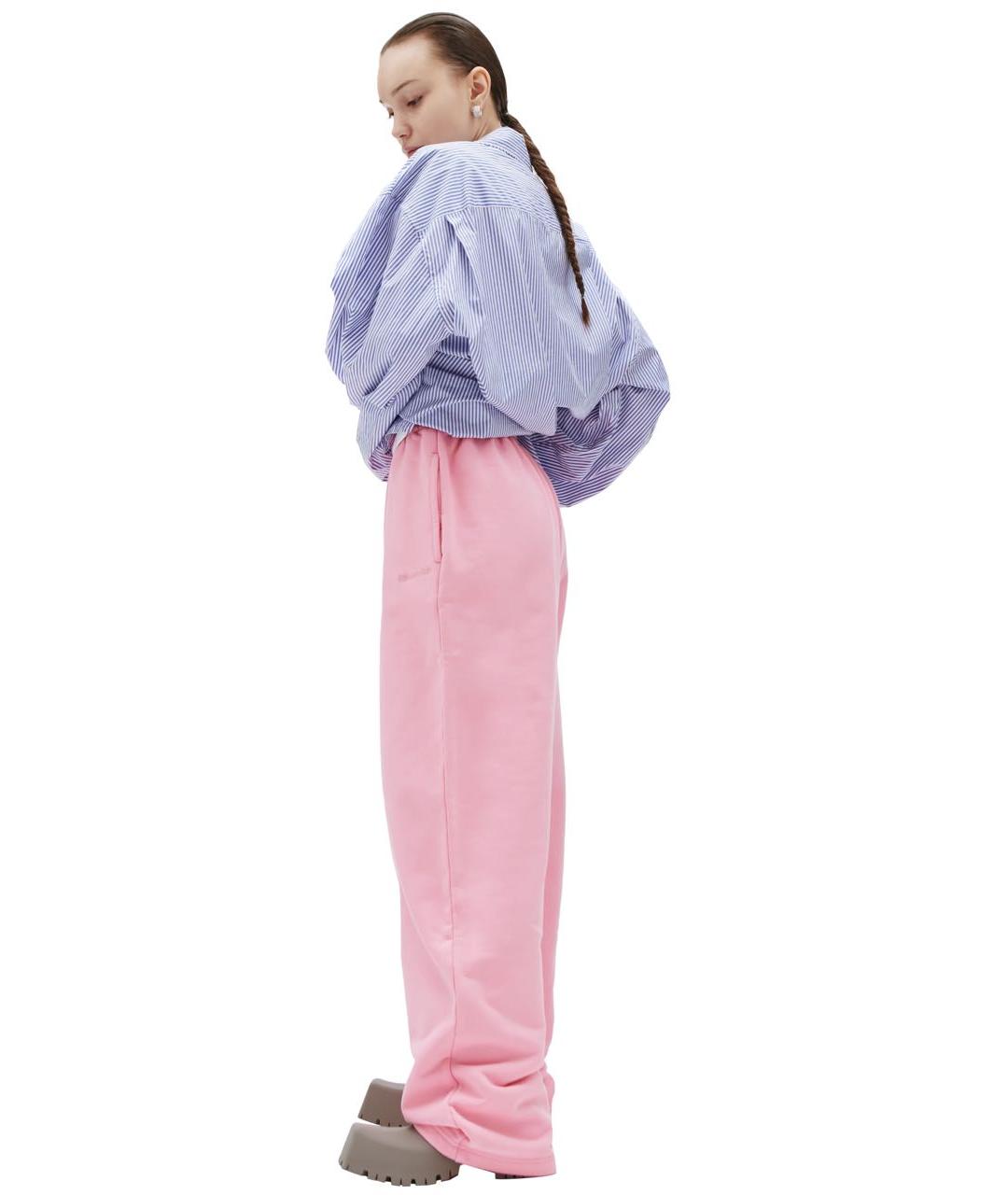 BALENCIAGA Розовые хлопковые прямые брюки, фото 7