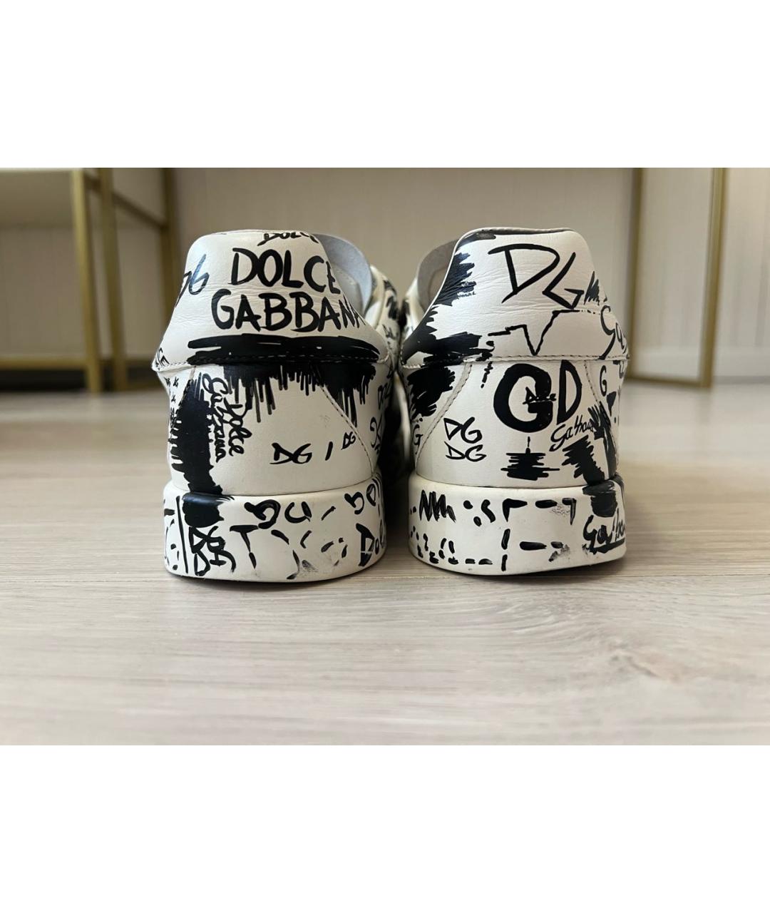 DOLCE&GABBANA Черные кожаные кроссовки, фото 4