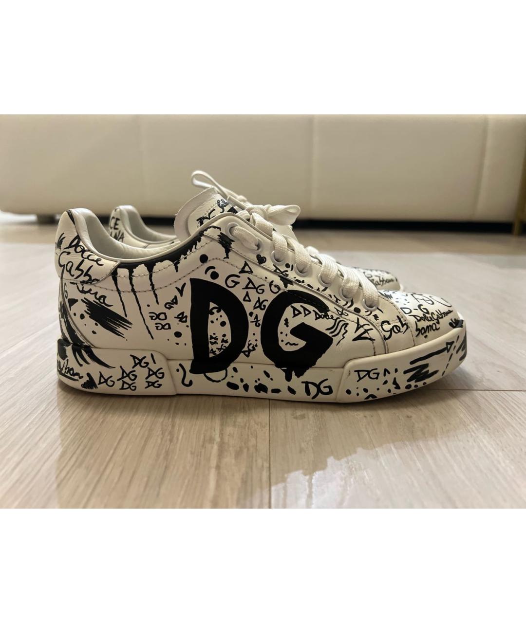 DOLCE&GABBANA Черные кожаные кроссовки, фото 5