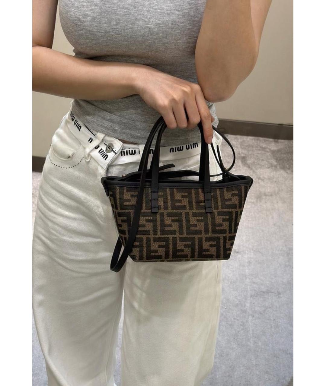 FENDI Коричневая тканевая сумка через плечо, фото 7