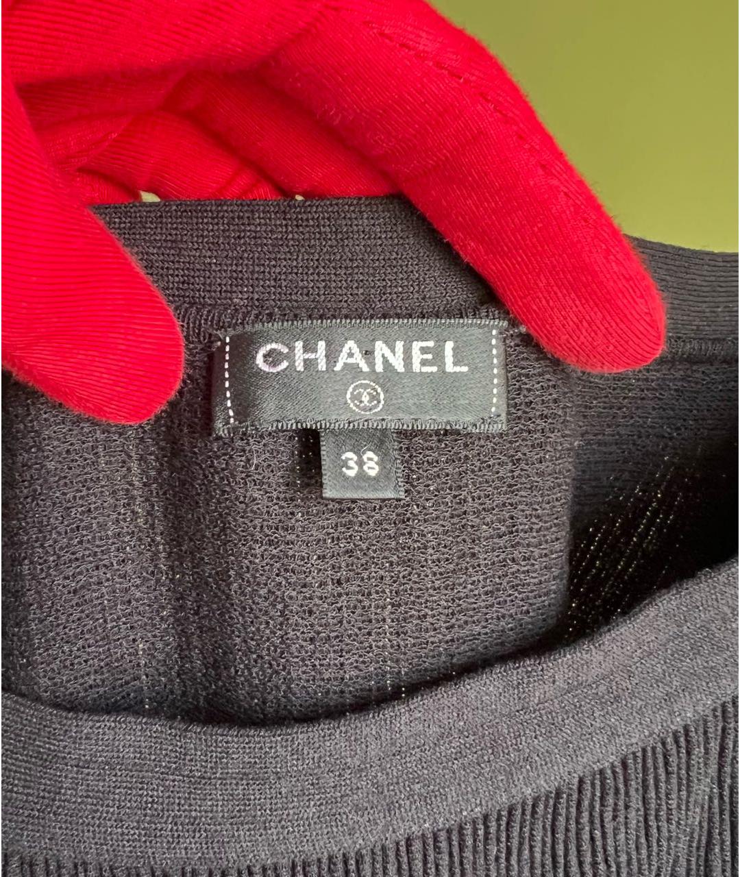 CHANEL Черная хлопко-эластановая юбка миди, фото 7