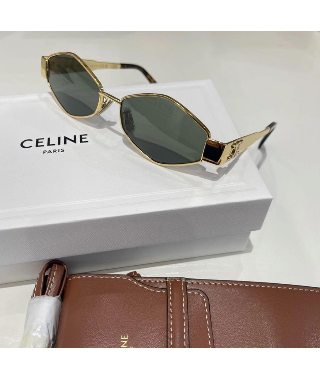 CELINE Золотые металлические солнцезащитные очки, фото 7