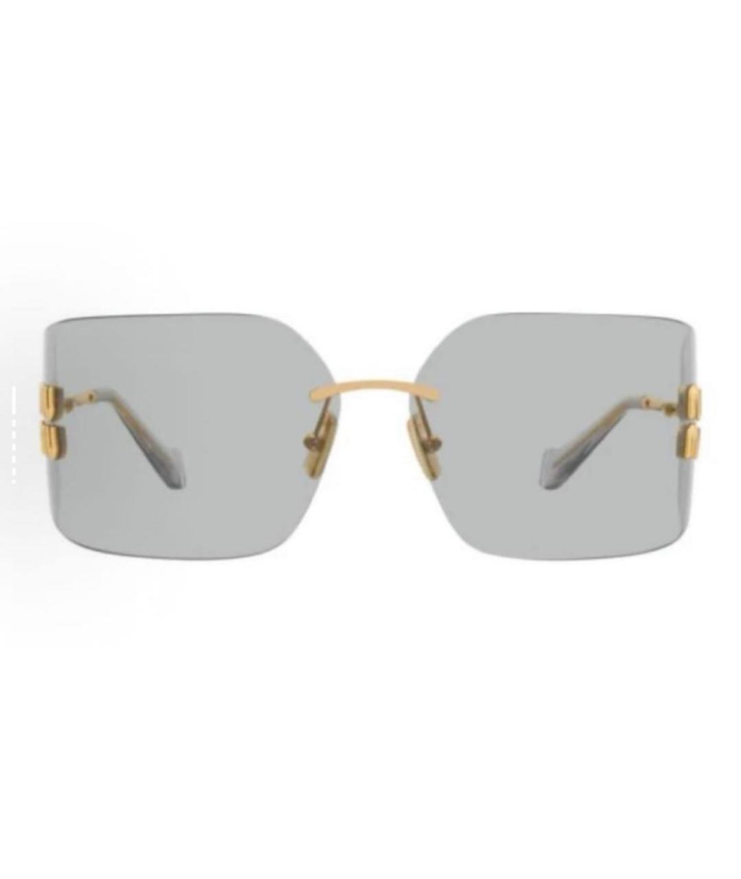 MIU MIU Золотые металлические солнцезащитные очки, фото 1