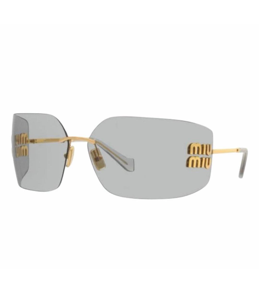 MIU MIU Золотые металлические солнцезащитные очки, фото 2