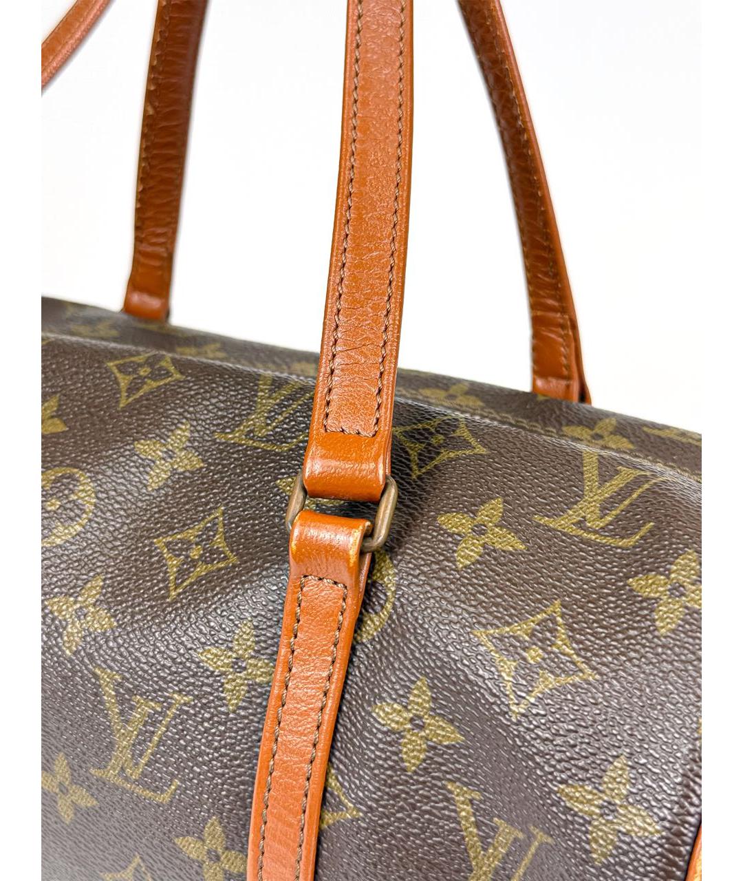 LOUIS VUITTON Коричневая кожаная сумка с короткими ручками, фото 7