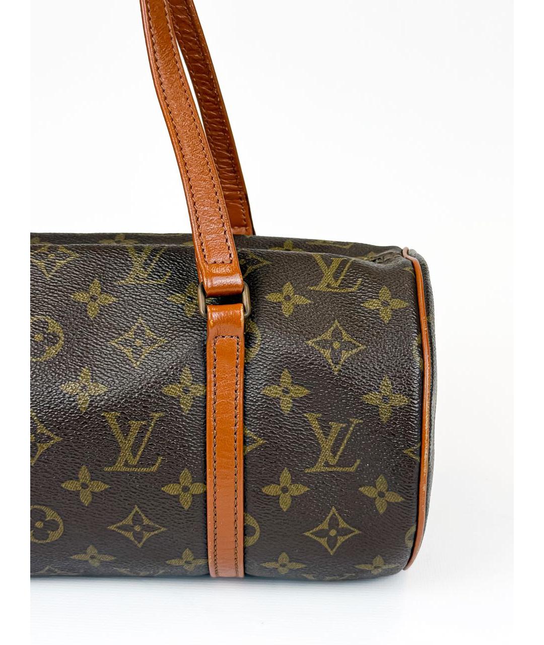 LOUIS VUITTON Коричневая кожаная сумка с короткими ручками, фото 8