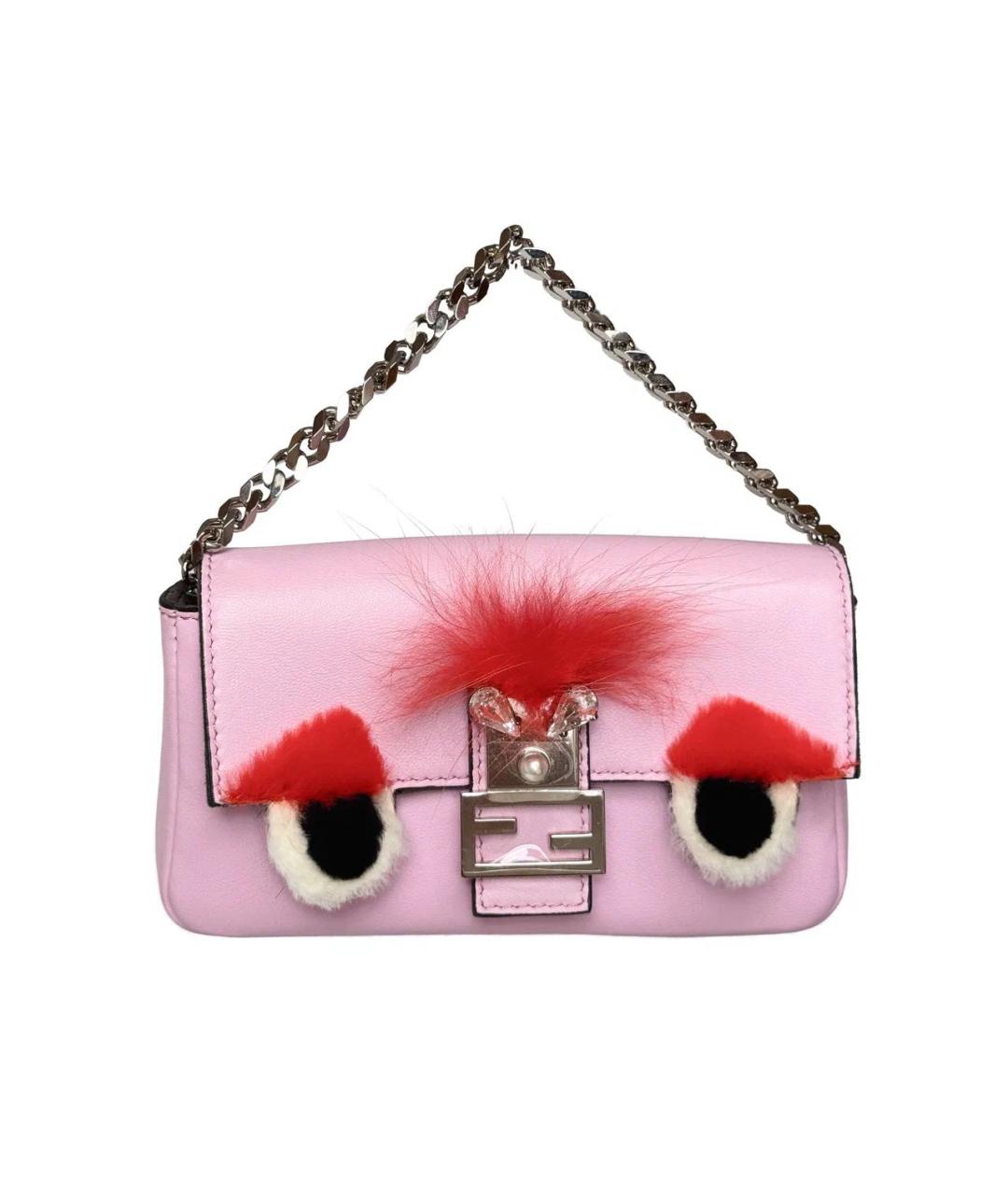 FENDI Розовая кожаная сумка через плечо, фото 3