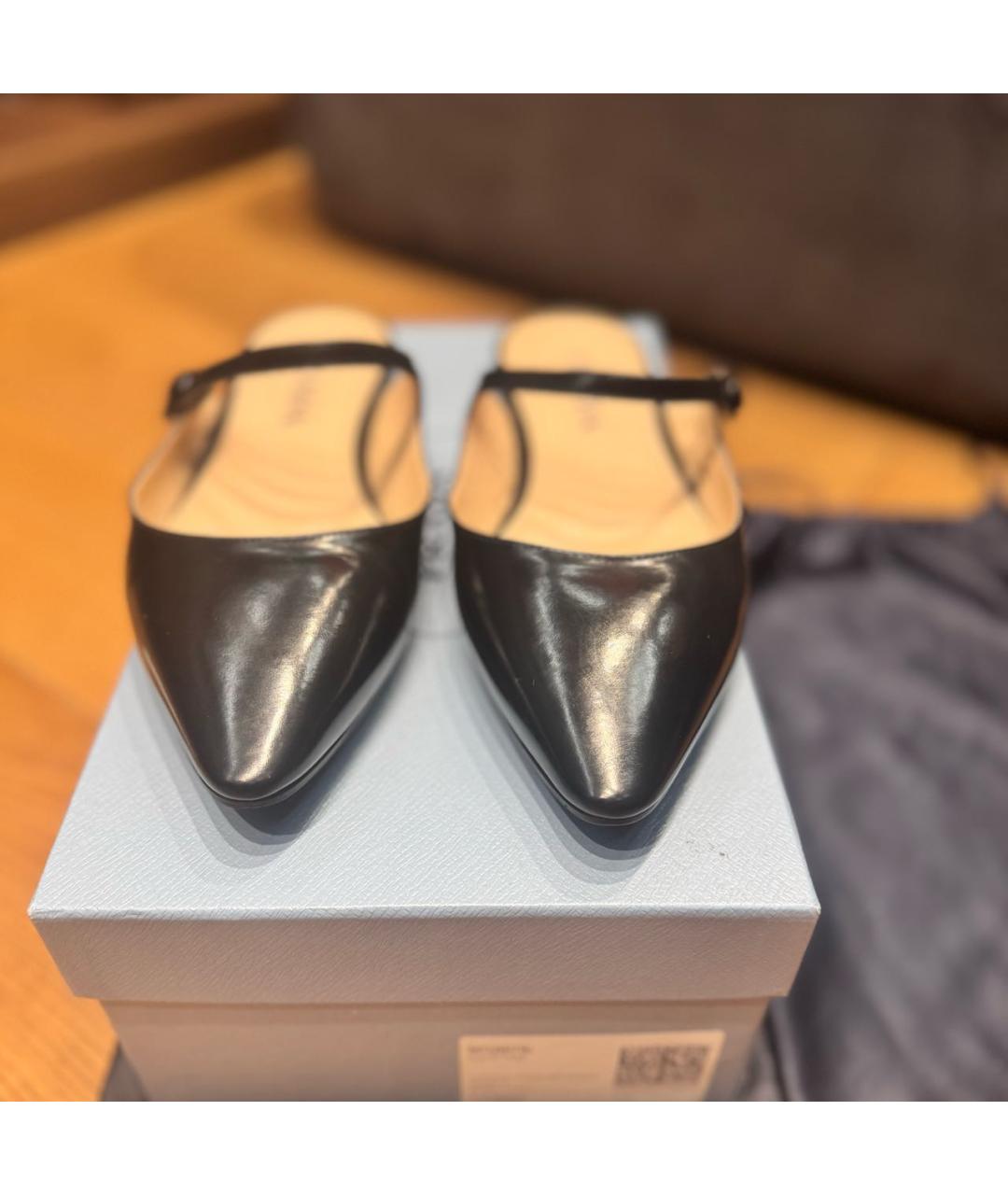 PRADA Черные кожаные мюли, фото 2