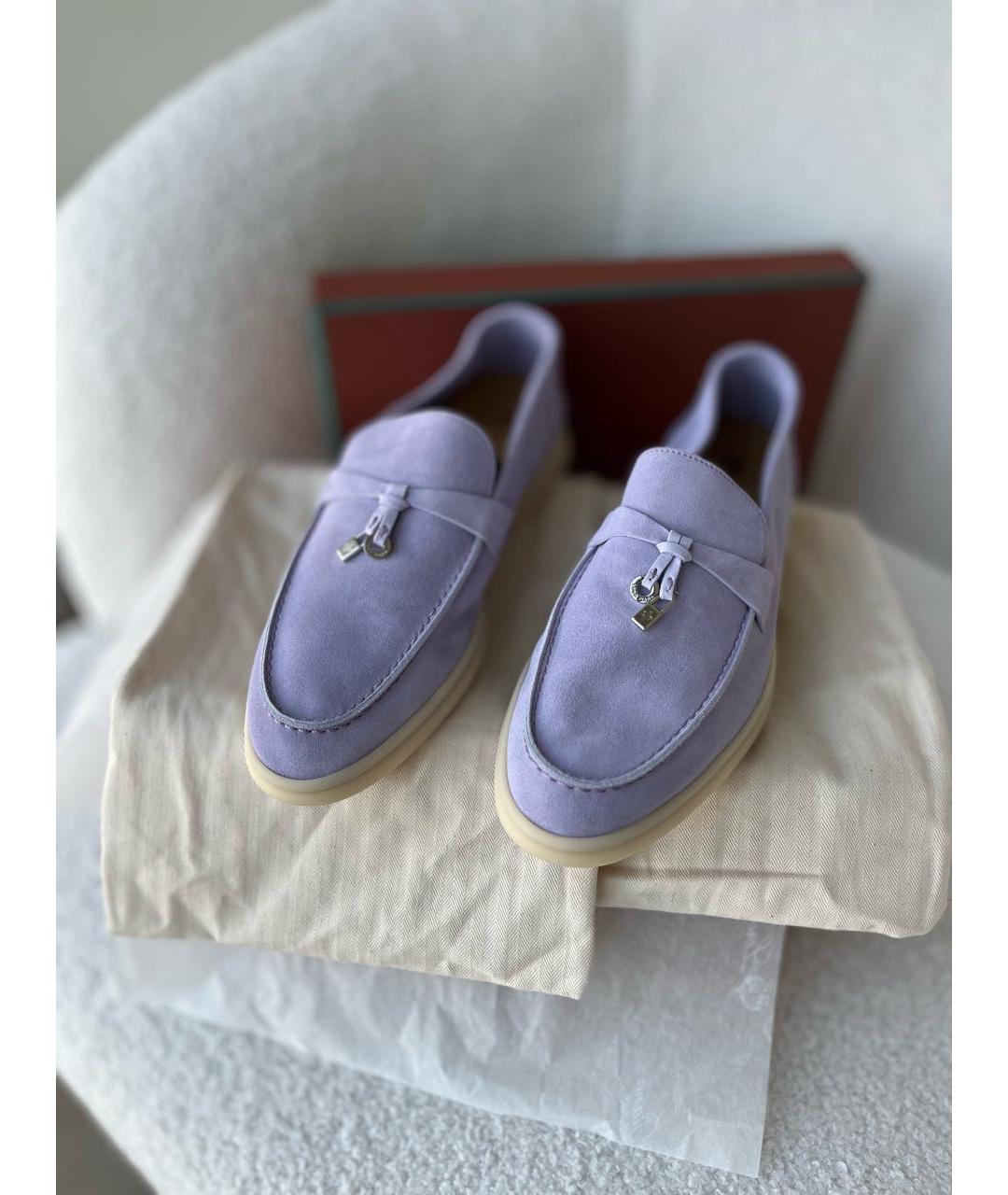 LORO PIANA Фиолетовые замшевые лоферы, фото 1