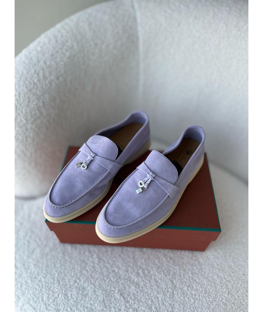 LORO PIANA Фиолетовые замшевые лоферы, фото 3