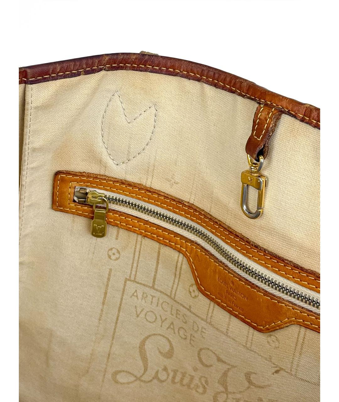 LOUIS VUITTON Бежевая кожаная сумка тоут, фото 8