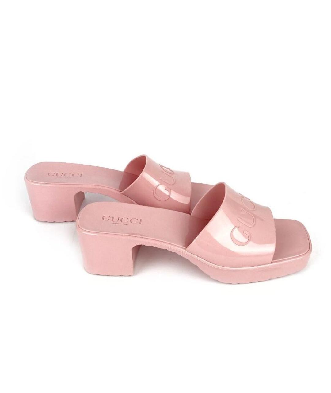 GUCCI Розовые резиновые сабо, фото 6