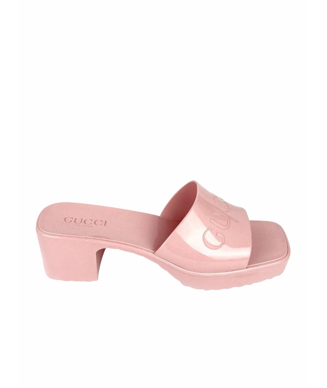 GUCCI Розовые резиновые сабо, фото 1