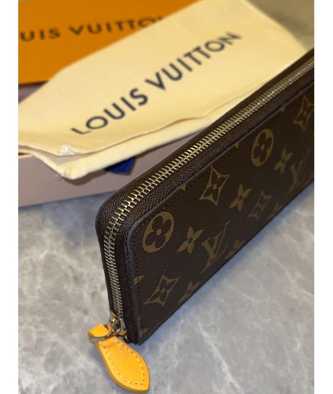 LOUIS VUITTON Коричневый кожаный кошелек, фото 2