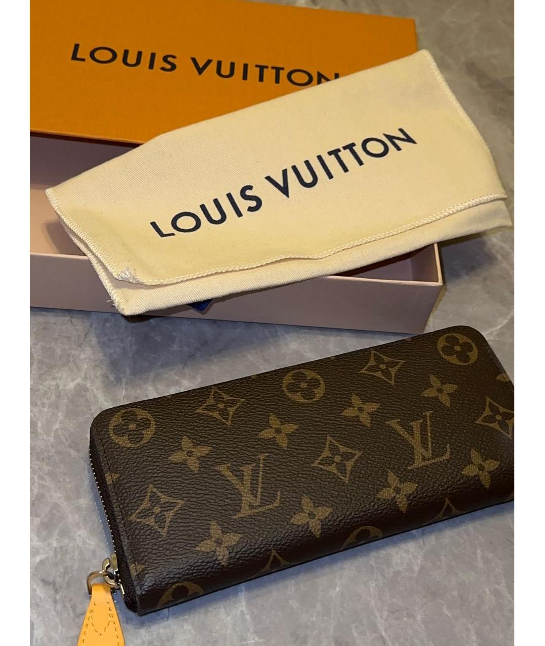 LOUIS VUITTON Коричневый кожаный кошелек, фото 8