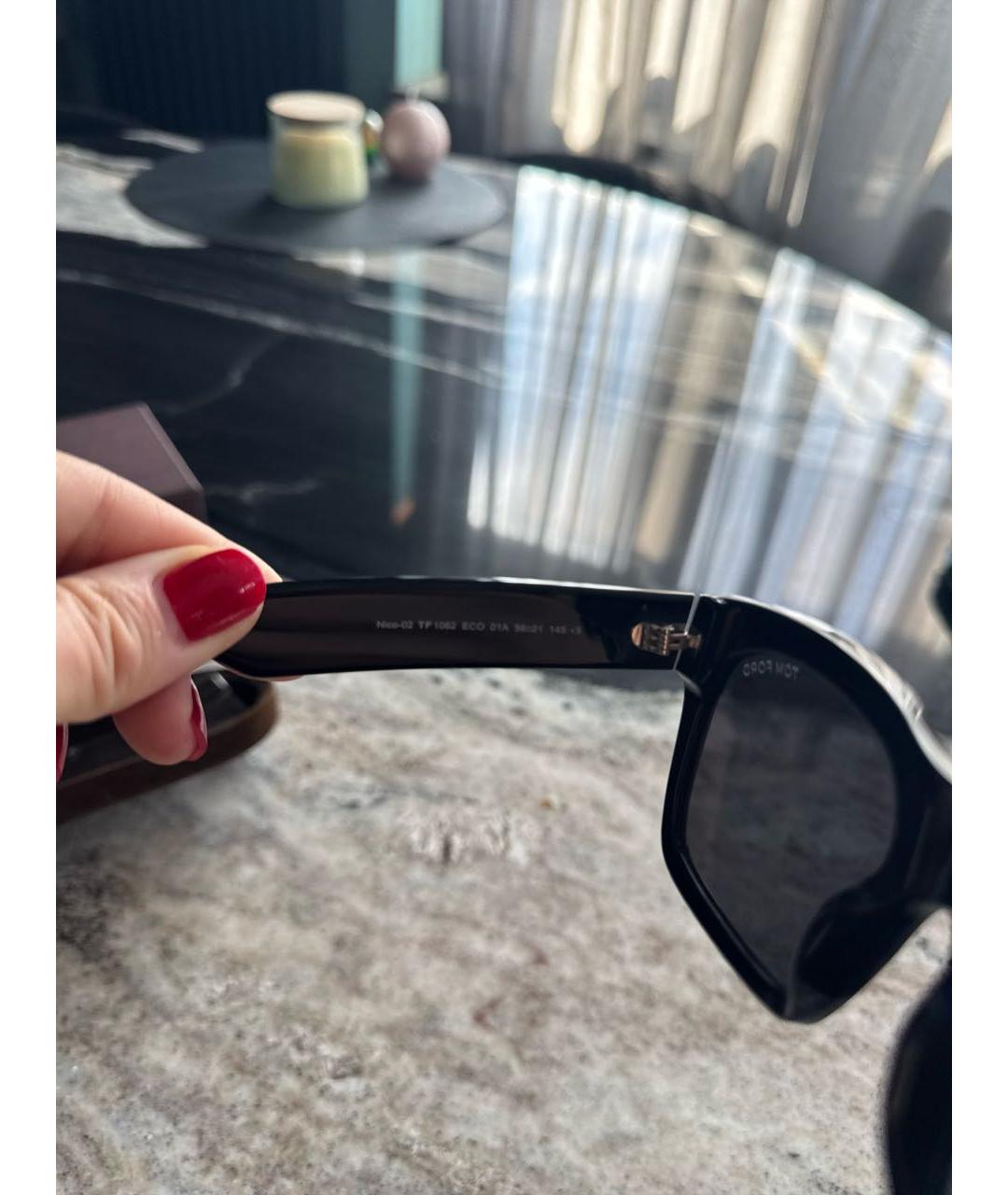 TOM FORD Черные пластиковые солнцезащитные очки, фото 5