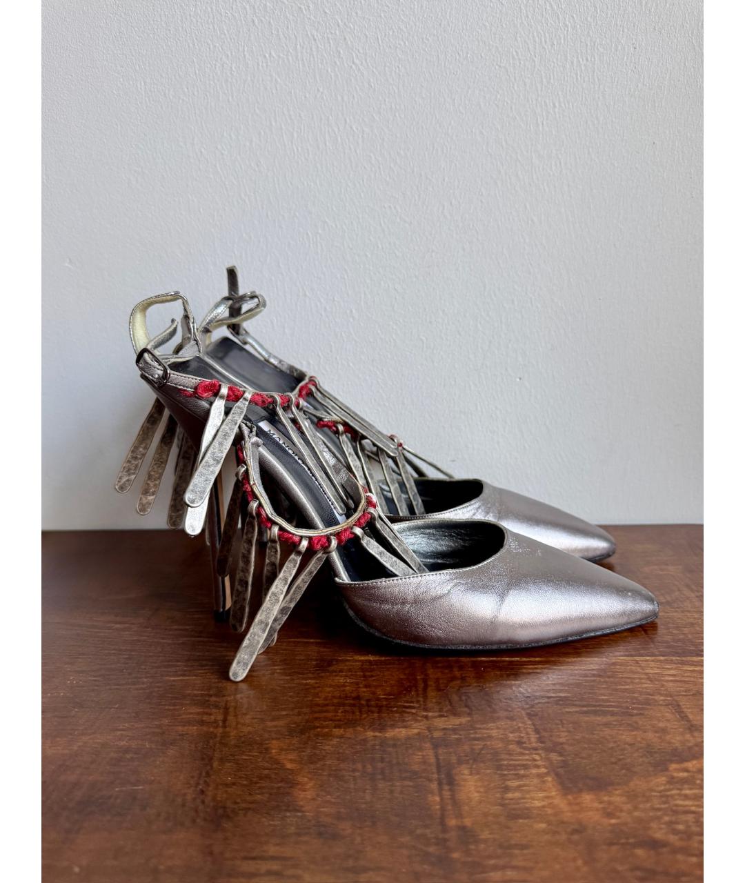 MANOLO BLAHNIK Серебряные кожаные туфли, фото 5