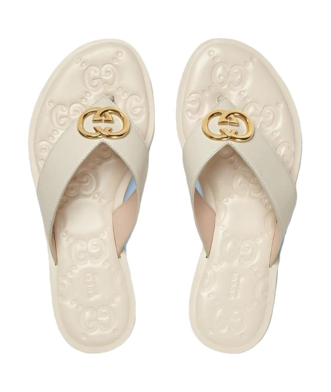 GUCCI Бежевые шлепанцы, фото 4