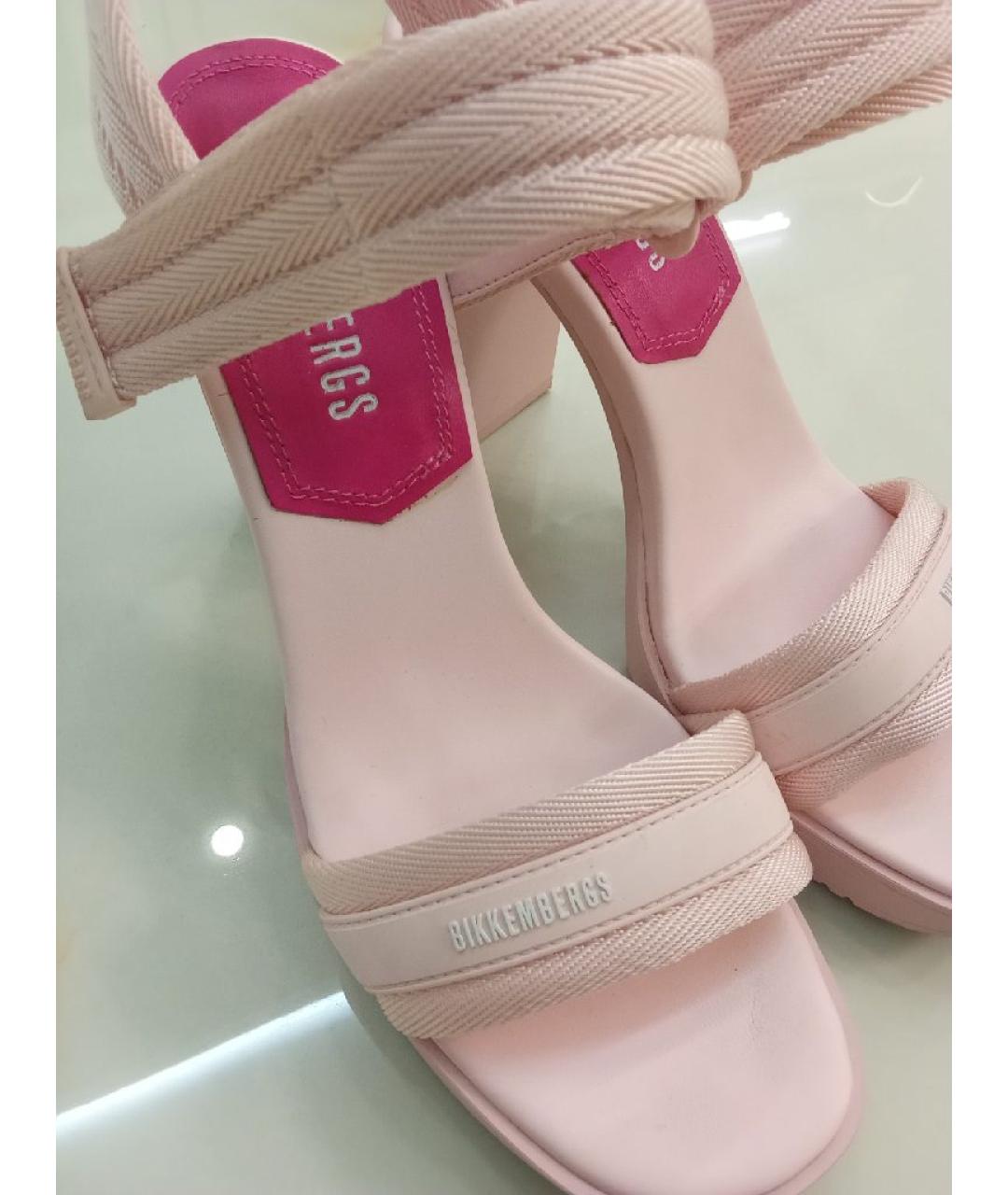 BIKKEMBERGS Розовые кожаные босоножки, фото 6
