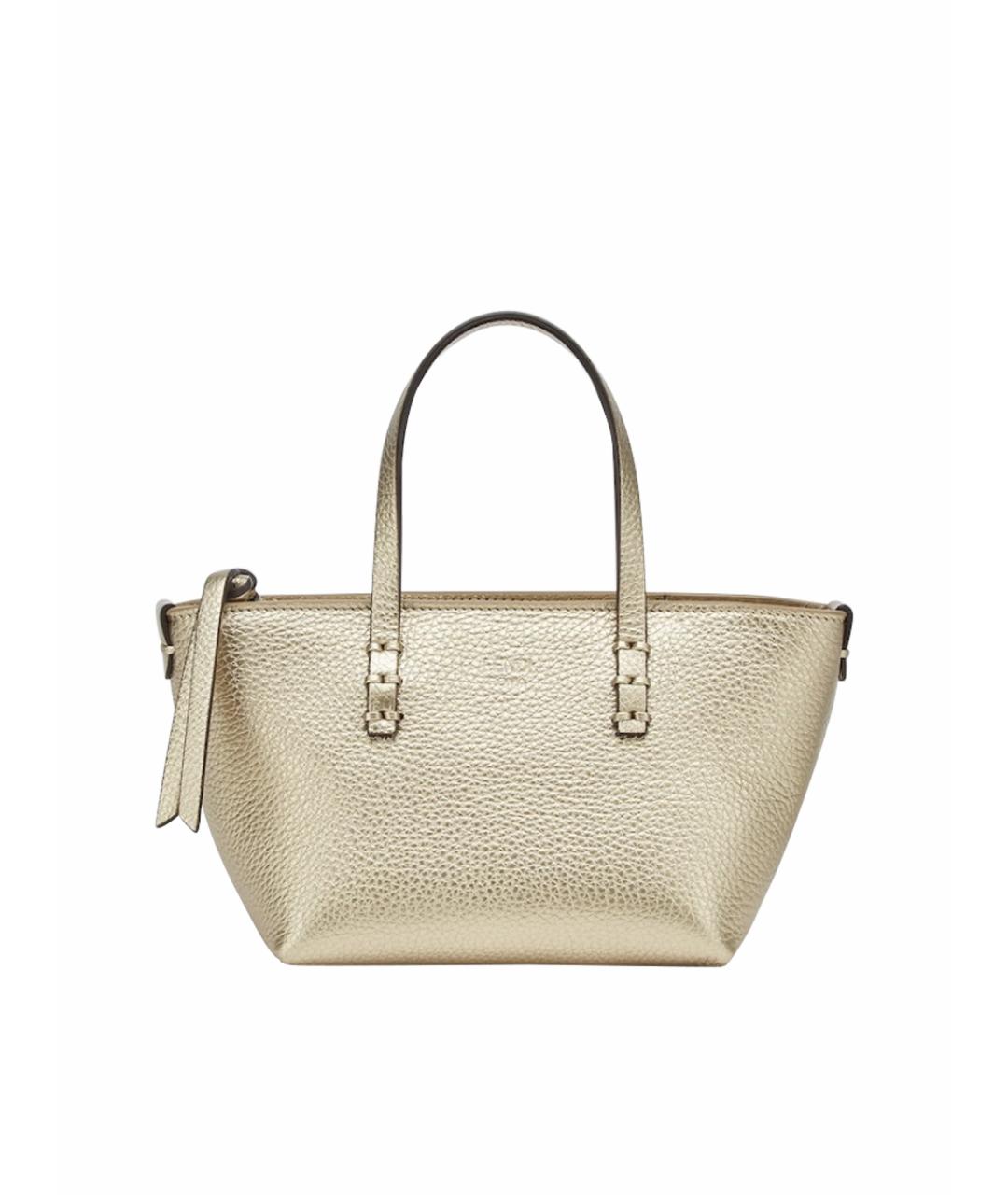 FENDI Золотая кожаная сумка с короткими ручками, фото 1