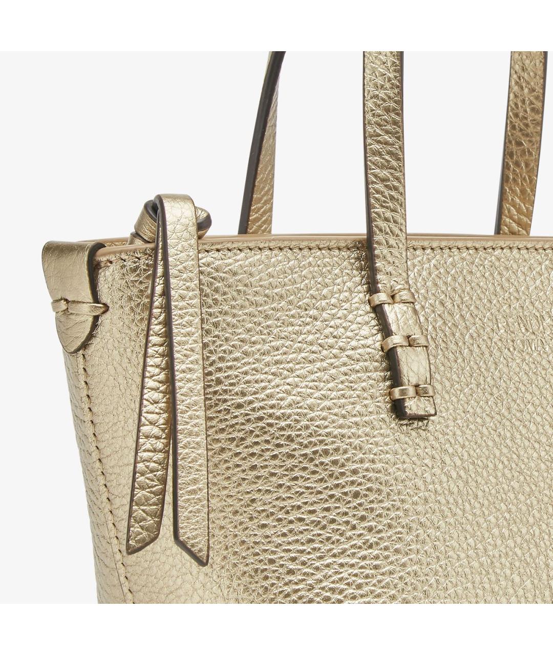 FENDI Золотая кожаная сумка с короткими ручками, фото 5