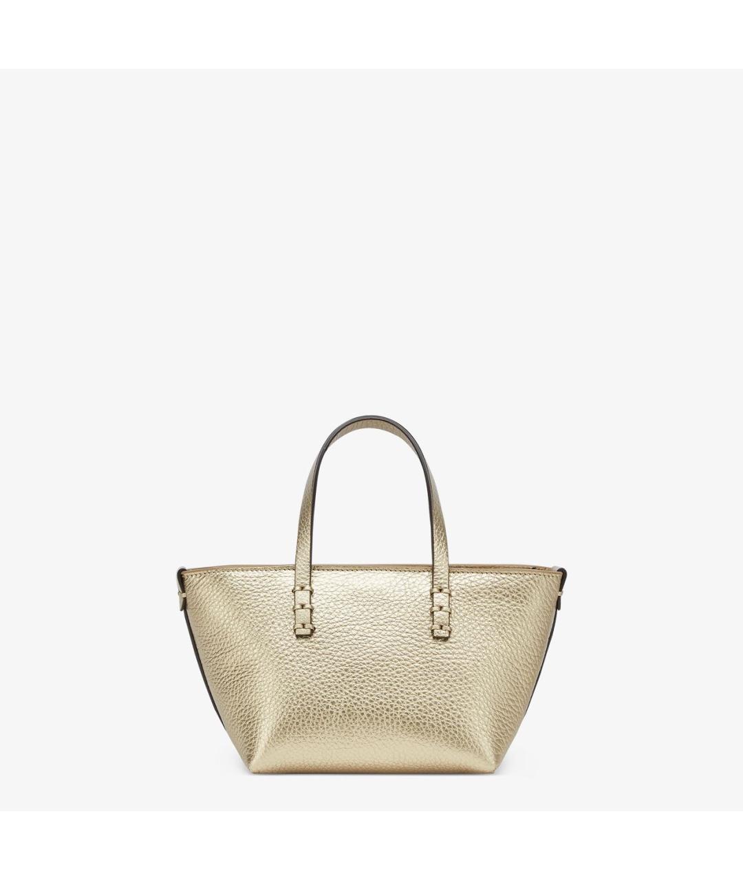 FENDI Золотая кожаная сумка с короткими ручками, фото 2