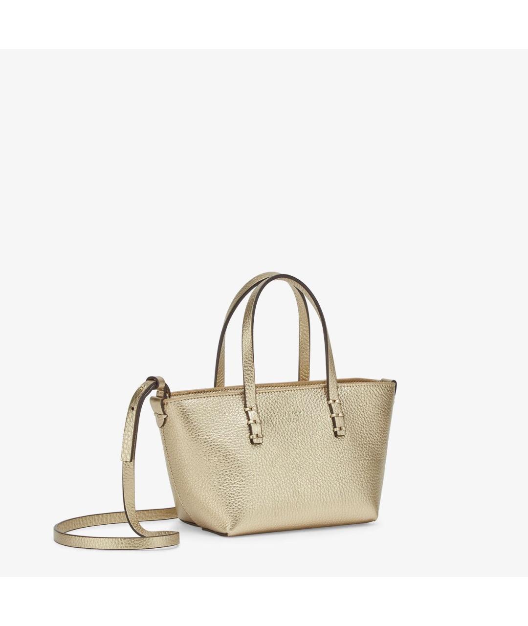 FENDI Золотая кожаная сумка с короткими ручками, фото 3