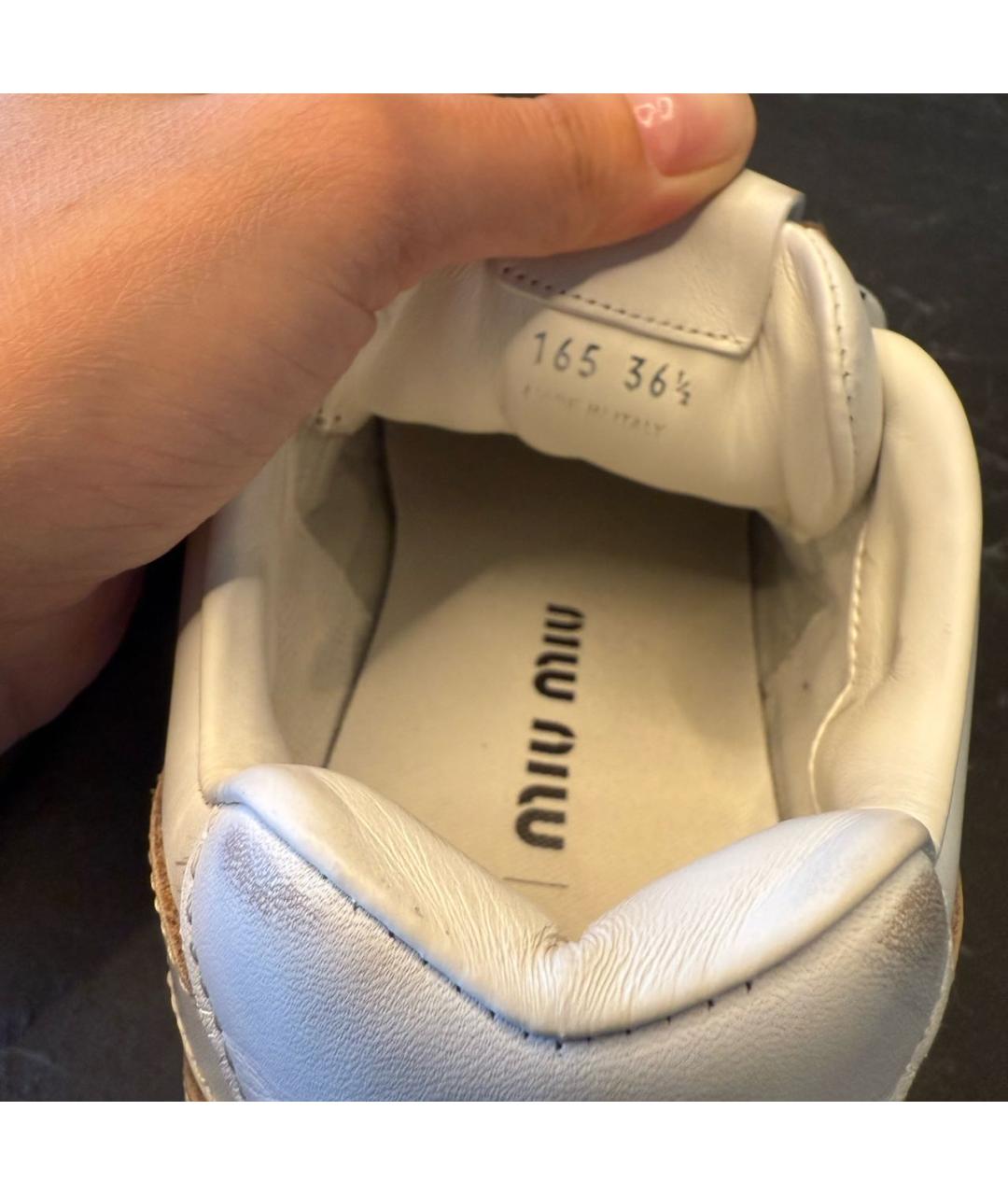 MIU MIU Белые кожаные кеды, фото 7