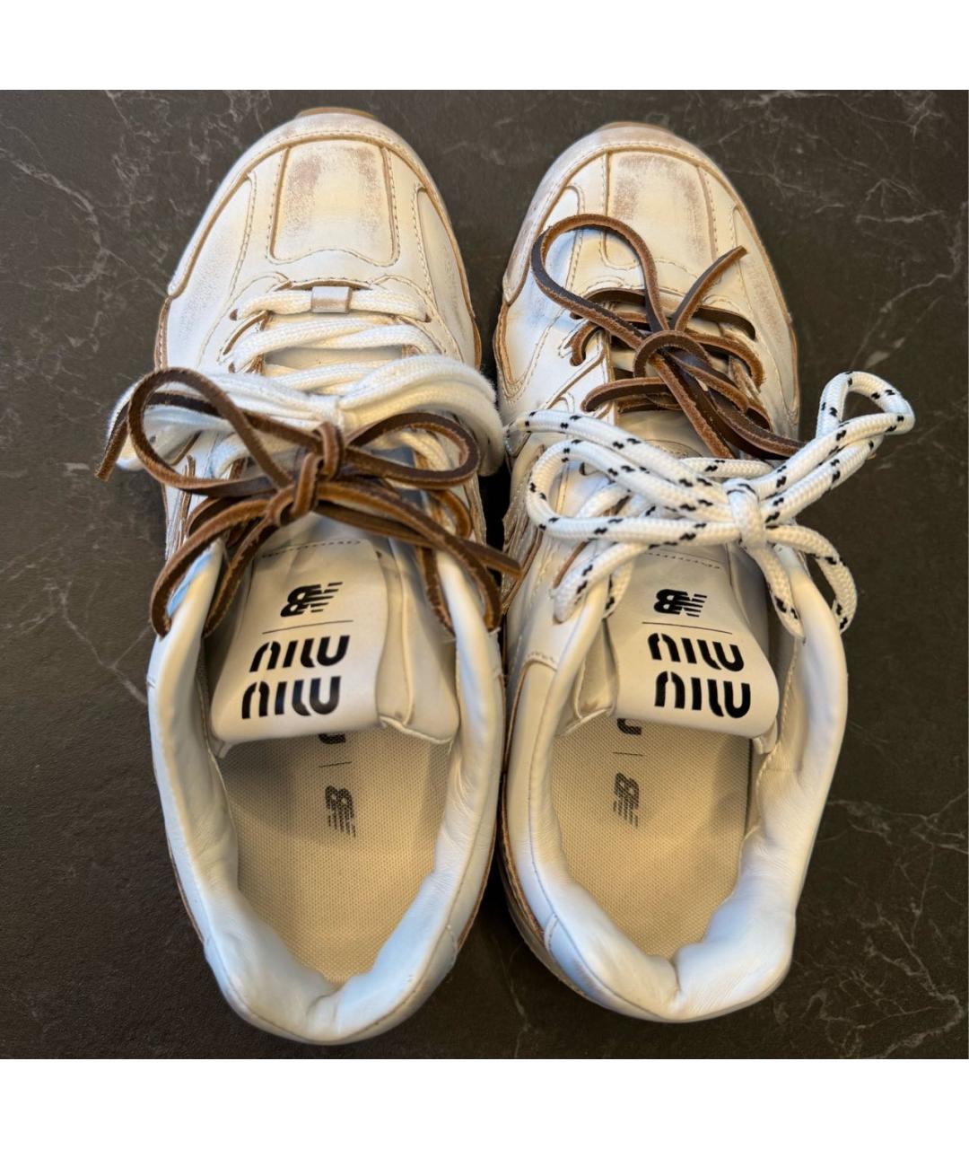 MIU MIU Белые кожаные кеды, фото 3
