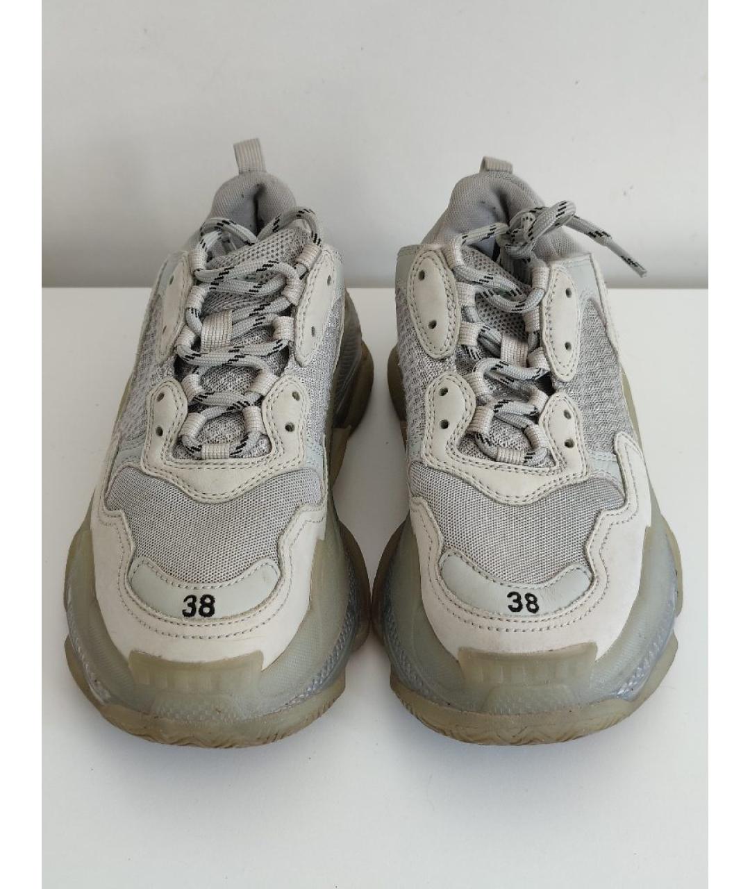 BALENCIAGA Серые кожаные кроссовки, фото 2