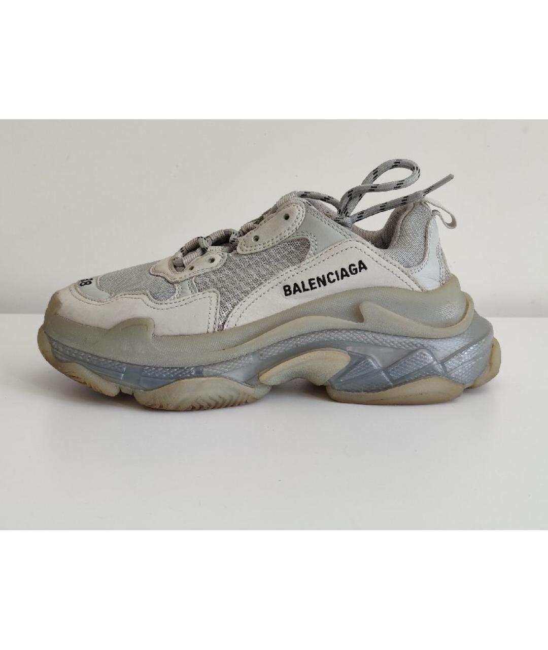 BALENCIAGA Серые кожаные кроссовки, фото 8