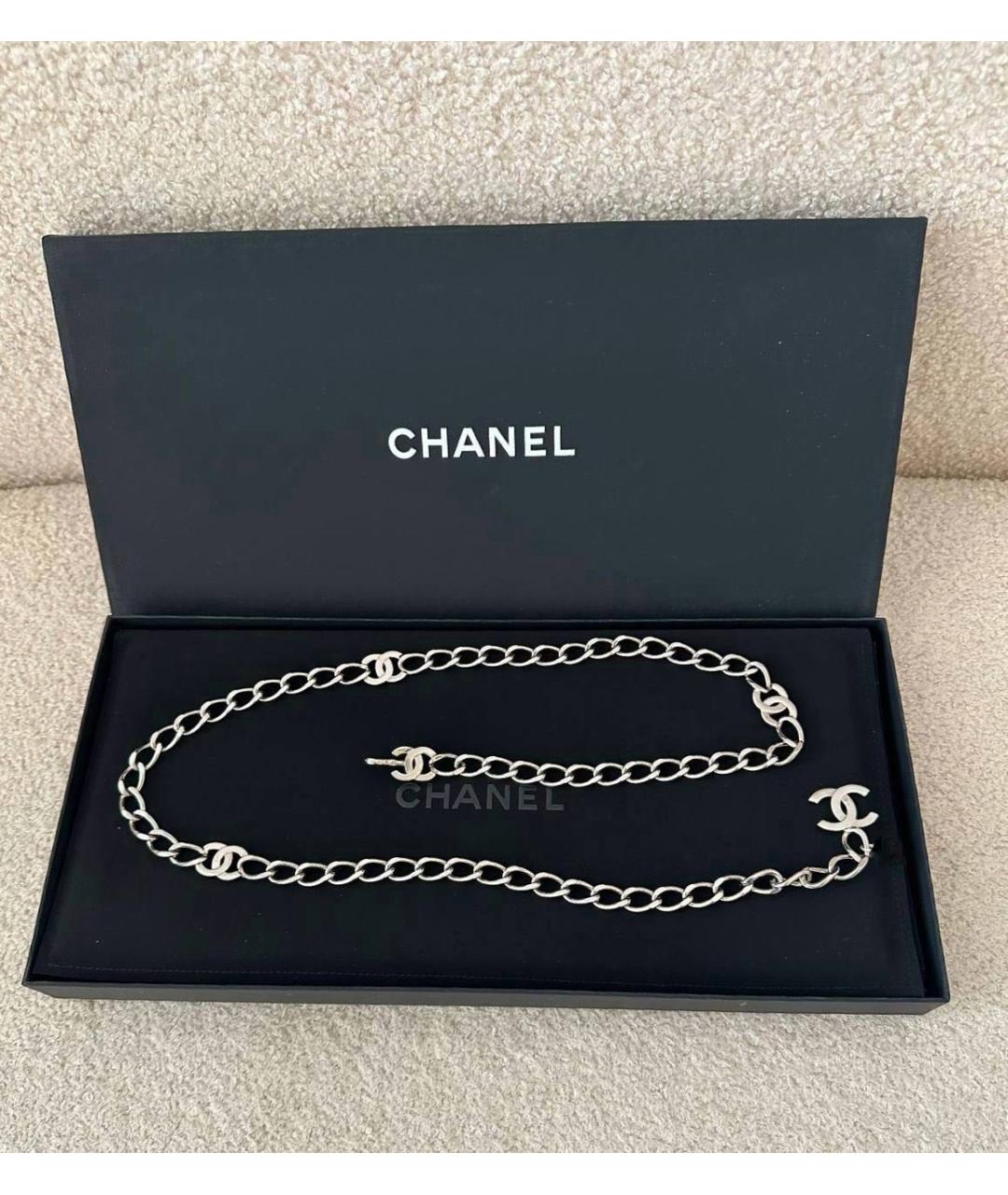 CHANEL Серебрянный замшевый ремень, фото 2