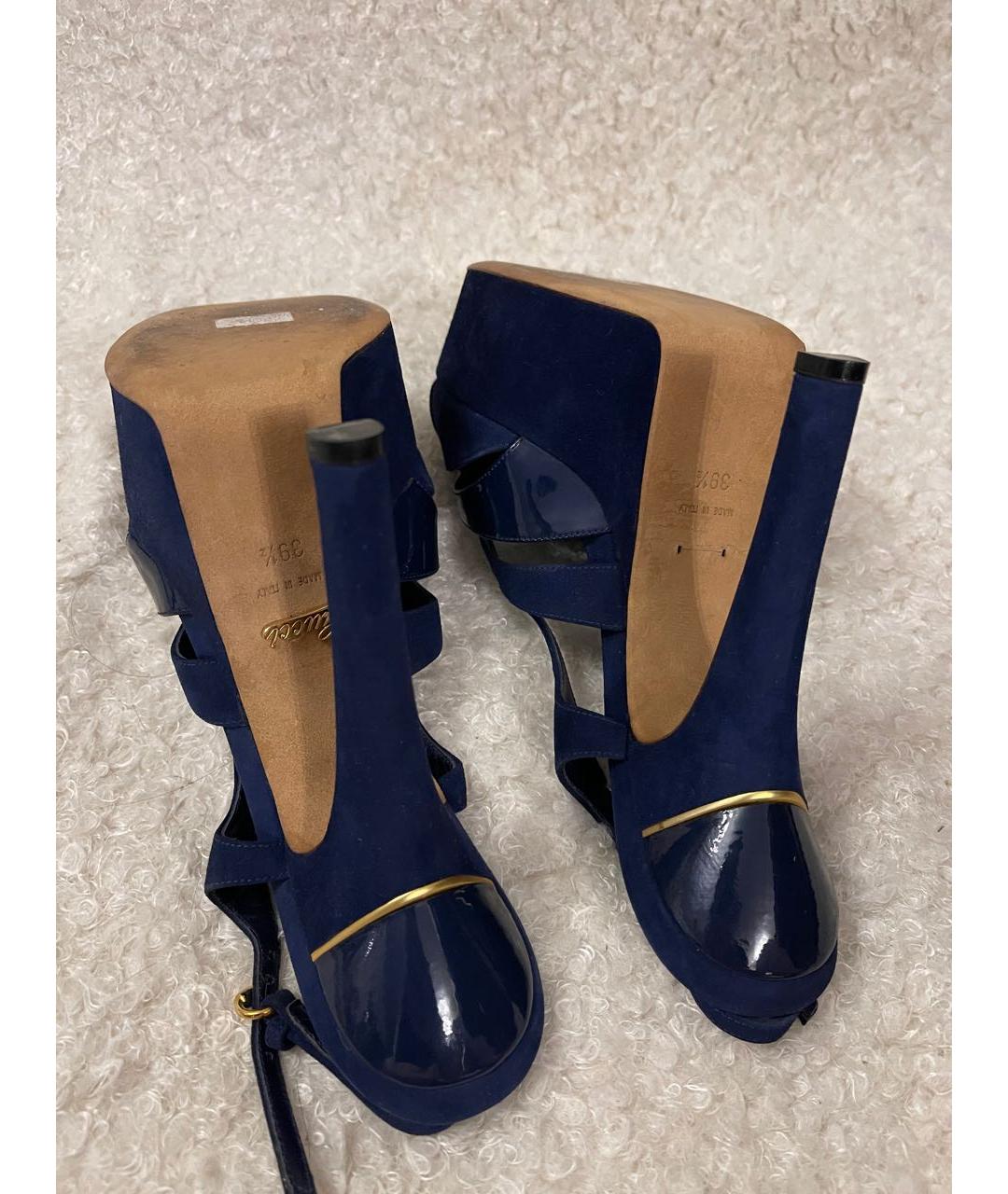 GUCCI Синие замшевые босоножки, фото 4